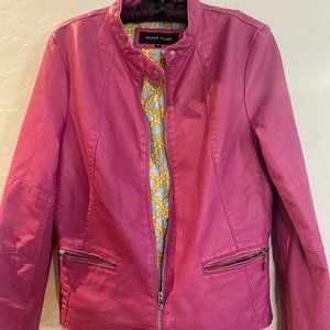 Black Rivet Leather Jacket - beautiful condition! Raspberry Pink - Size Medium